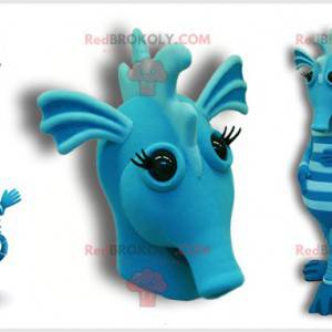 Blauw en lichtblauw zeepaardje mascotte. Zee mascotte -